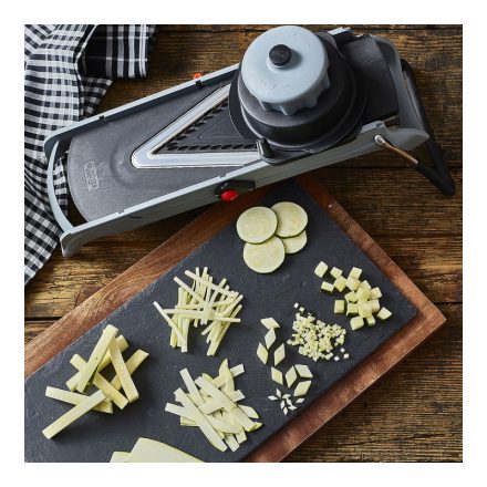 de Buyer Viper mandolin szeletelő 3 betéttel – profi konyhai eszköz zöldséghez és gyümölcshöz