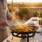 Paella vasserpenyő, 37 cm, La Lyonnaise, kékacél, de Buyer