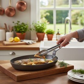   Carbone Plus ovális halsütő Vasserpenyő, 40x28 cm, de Buyer - PFAS-mentes