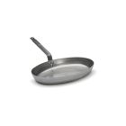 Carbone Plus ovális halsütő vasserpenyő, rövid oldali nyél, 36x26 cm, de Buyer - Prémium minőség