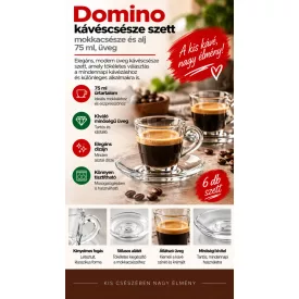 Domino kávéscsésze szett, mokkacsésze és alj, 75 ml, üveg