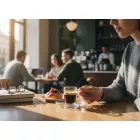 Domino kávéscsésze szett, mokkacsésze és alj, 75 ml, üveg