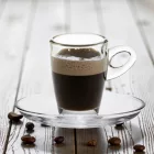 Domino kávéscsésze szett, mokkacsésze és alj, 75 ml, üveg