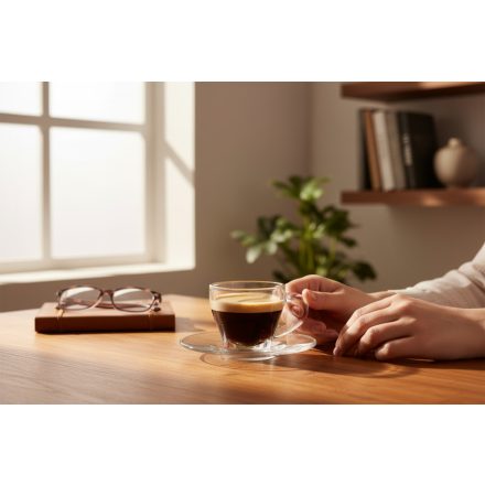 Ischia kávéscsésze szett, csésze és alj, 80 ml, üveg