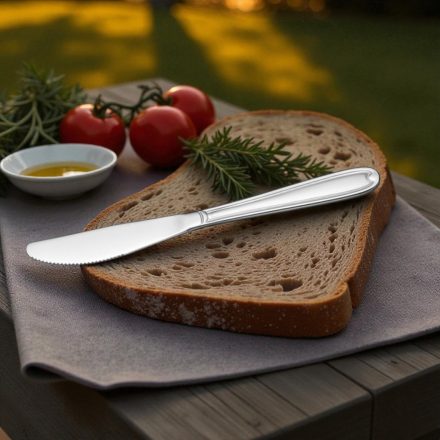 „EURO Evokes ECO rozsdamentes evőkés mediterrán teraszon, olívaolajjal, paradicsommal és fűszernövényekkel.”