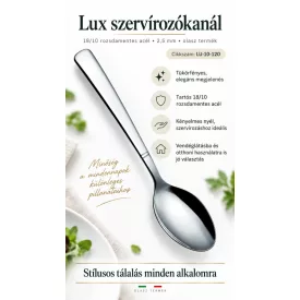   Lux szervírozókanál, 2,5 mm, 18/10 rozsdamentes acél, olasz termék