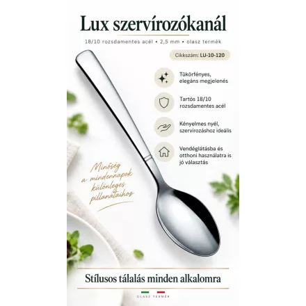 Lux szervírozókanál, 2,5 mm, 18/10 rozsdamentes acél, olasz termék