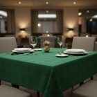 Asztalterítő 140*140cm zöld damaszt abrosz