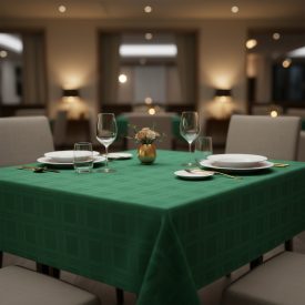 Asztalterítő 140*140cm zöld damaszt abrosz