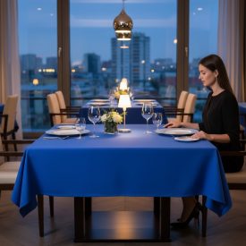 Asztalterítő 140*180 cm kék damaszt abrosz