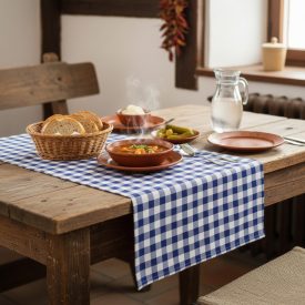 Asztalterítő 140*100 cm kék kockás abrosz
