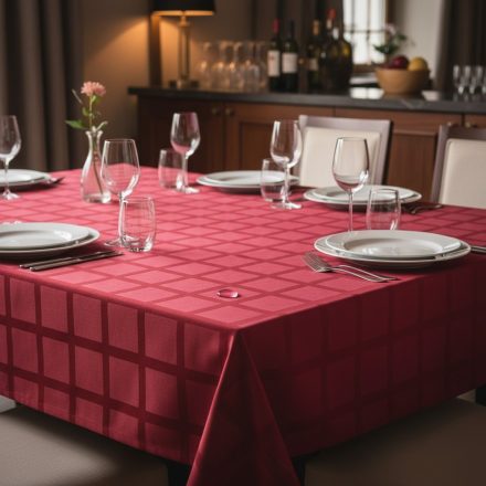 Asztalterítő 140x100 cm bordó, damaszt szennytaszító