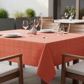 Asztalterítő 140x100 cm terrakotta damaszt szennytaszító
