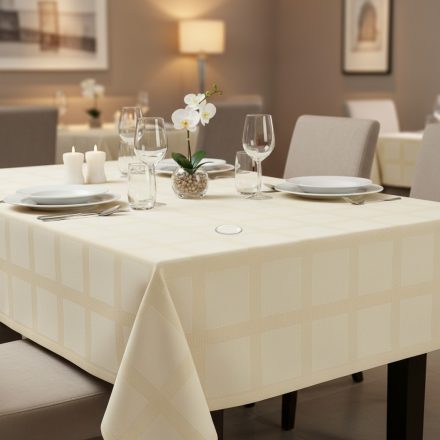 Asztalterítő 140x180 cm ekrü damaszt szennytaszító