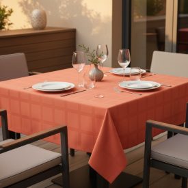 Asztalterítő 140x220 cm terrakotta damaszt szennytaszító