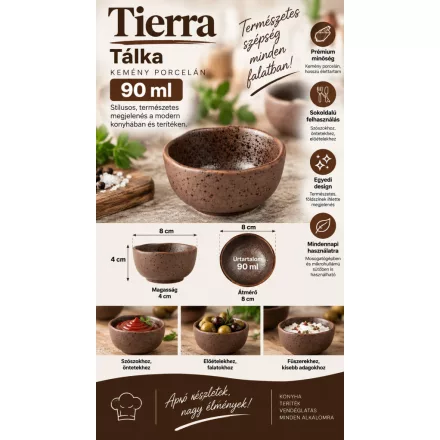 Tierra tálka 90 ml, kemény porcelán, 8 cm,