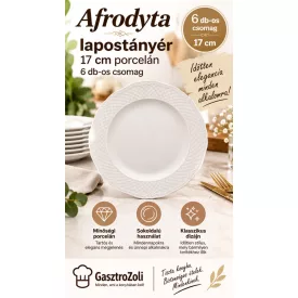 Afrodyta lapostányér 17 cm porcelán, 6 db-os csomag
