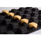 Üvegszálas sütőforma, 2x30 adag, 35x35 mm, 16 mm mély, 2 db 30x40 cm, mikroperforált