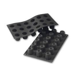 Fekete Bordelais szilikon sütőforma – 18 adagos, 35×35 mm méret, cannelé, piték és sós falatkák készítéséhez