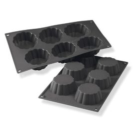 Briós fekete szilikon sütőforma – 6 üreg, ø 79 × 30 mm, ~110 ml/üreg, -60°C…+230°C