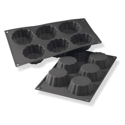 Briós fekete szilikon sütőforma – 6 üreg, ø 79 × 30 mm, ~110 ml/üreg, -60°C…+230°C