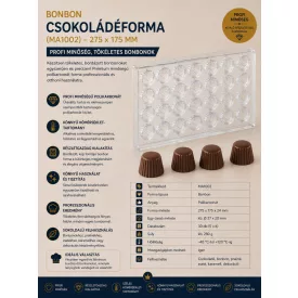 Bonbon csokoládéforma (MA1002), 275x175 mm, polikarbonát