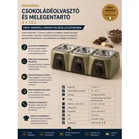 Csokoládé temperáló, analóg, 1,5 l x3, 61x26x13,5 cm, Meltinchoc