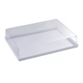 Süteményszállító tálca polikarbonát búrával 59,5x39,5x8,2 cm – Martellato prémium minőség