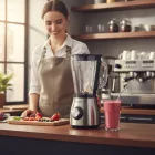 Inox Asztali Turmixgép és Jégaprító Blender, Vastag Üveg Kehely, 1,5 l, 500 W