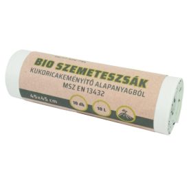 Bio szemeteszsák 45x45 cm PLA, 10 literes, 10 db/tekercs – komposztálható, környezetbarát hulladéktároláshoz