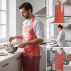 Piros fóliakötény 80x125 cm, polietilén – egyszer használatos, higiénikus munkavédelem