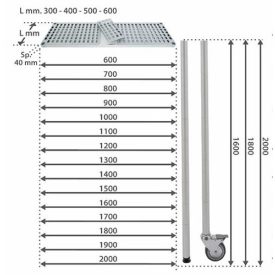 Z aluplast állvány 4 polccal, 180x110x50 cm