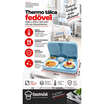 Thermo tálca fedővel 530x370x110