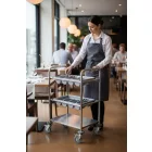 Evőeszköztartó kocsi, 3 polcos, 630*400*980 mm, rozsdamentes