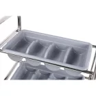 Evőeszköztartó kocsi, 3 polcos, 630*400*980 mm, rozsdamentes