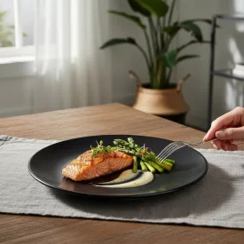 Tatami Nero lapostányér, 26 cm, fekete, kerámia-6 darabos szett