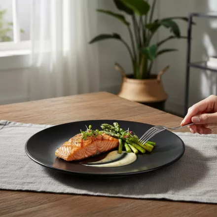 Tatami Nero lapostányér, 26 cm, fekete, kerámia-6 darabos szett