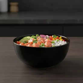 Diwali fekete salátástál, 21 cm, 2 liter, üveg – elegáns és modern tálaló