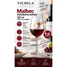 Limitált ajánlat - Malbec vörösboros kehely 350 ml, 6 db-os csomag - Vicrila exra erős üveg pohár
