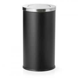   Szemetes kivehető galvanizált vödörrel, 80 l, 37-71 cm, fekete