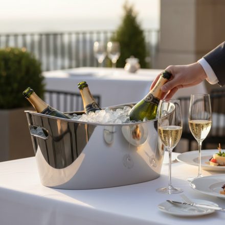 Pezsgősvödör, ovális, 10 l, 53x33x24 cm, rozsdamentes