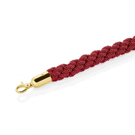 Kordonkötél, fonott, piros, arany akasztóval, 150x3,2 cm
