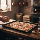 Pizzasütő tálca 50x35x3 cm kékvas