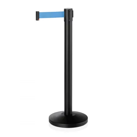 Kordonoszlop, fekete, 2 m kék szalag, Lightflex
