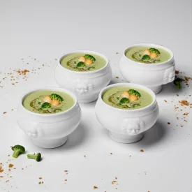 Oroszlánfejes mini levestál porcelánból, 6 db-os csomag