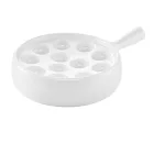 Porcelán csiga tálaló nyéllel, 12 férőhellyel