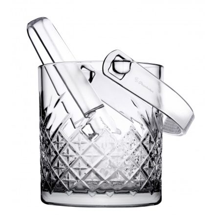 Timeless jégtartó vödör, 1 liter, metszett üveg, elegáns italhűtő