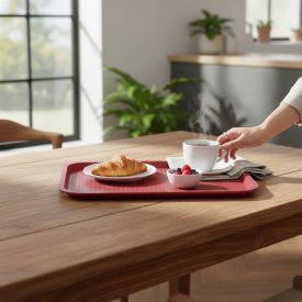 Csúszásmentes műanyag tálca 45.5x35.5x2 cm piros