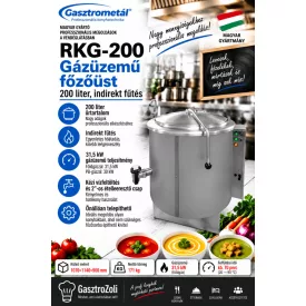  Gasztrometál RKG-200 gázüzemű főzőüst – 200 liter, indirekt fűtés