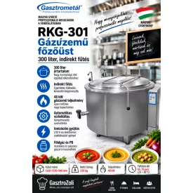   Gasztrometál RKG-301 gázüzemű főzőüst – 300 liter, indirekt fűtés